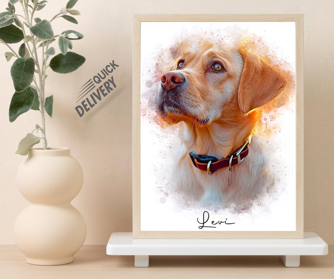 Custom Watercolor Portrait From Photo, Personalized Dog Portrait / Cat ...