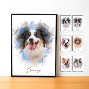 Watercolor Pet Portrait From Photo Personalized Gift for her Valentines gifts for him Custom Dog Portraits Custom Pet Art Pet Drawing