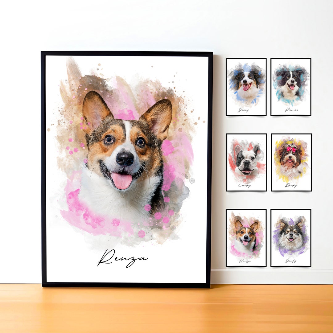 Watercolor Pet Portrait From Photo | Personalized Gift for Her | Custom ...