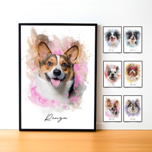 Aquarel huisdierportret van foto | Gepersonaliseerd cadeau voor haar | Aangepast hondenschilderij cadeau voor moeder | Huisdiergedenkteken Verjaardag Moederdagcadeau