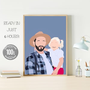 Fathers Day Gift, Personalized Portrait for Dad, Faceless Portrait, Custom Family Portrait, Dad Birthday gift from Daughter, New Dad gift