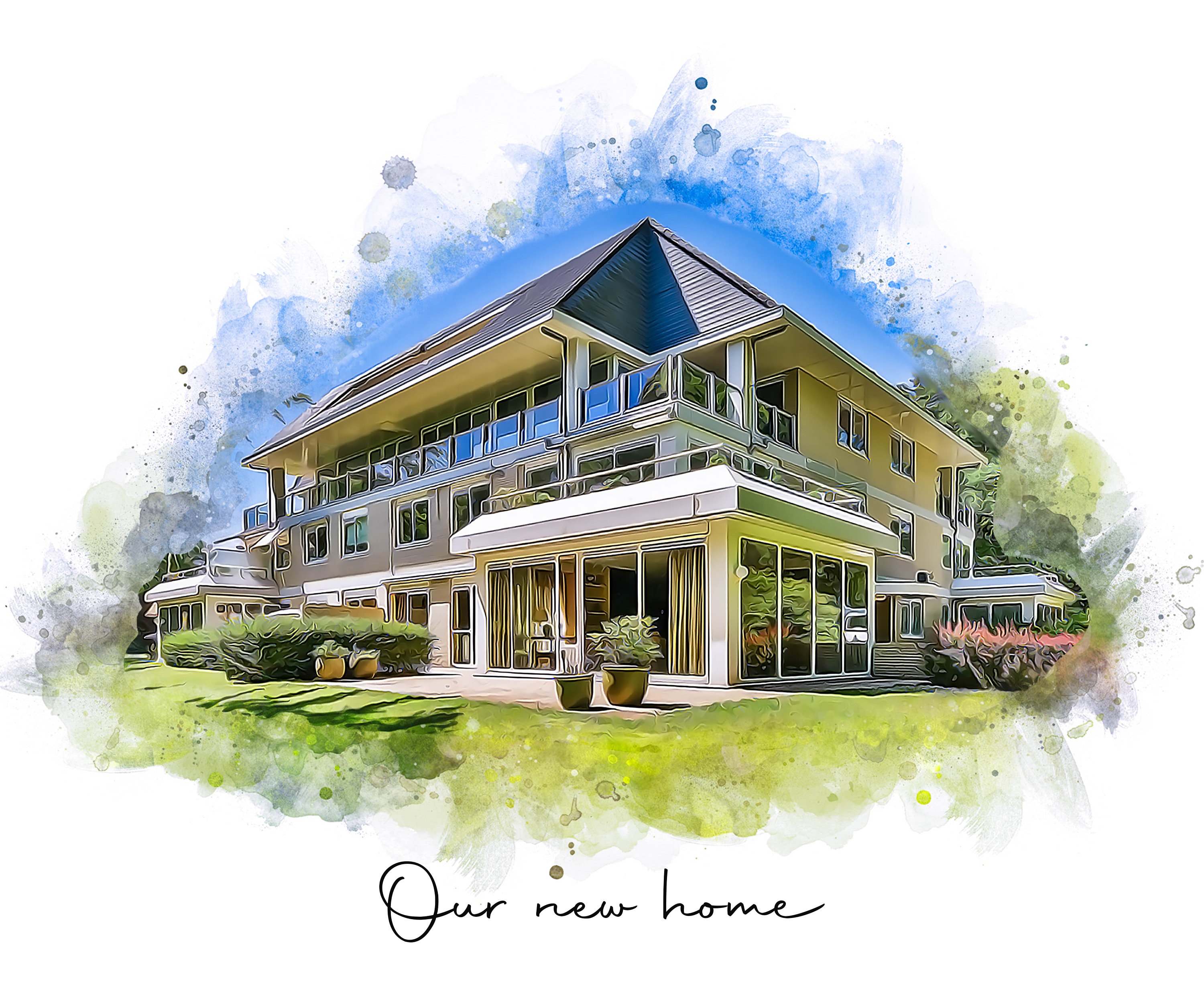 Custom House Portrait | Watercolor Painting From Photo | Housewarming ...