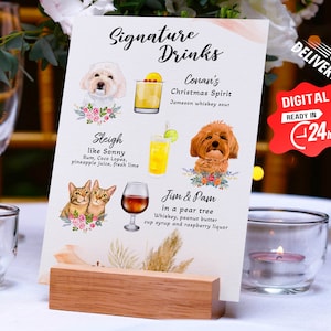 Hundeunterzeichnung Getränkezeichen | Hund Getränkekarte | Signature Hundegetränk | Hunde-Cocktail-Menü | Hochzeit Haustier Cocktail Zeichen | "His And Her ""Open Bar"" Schild."