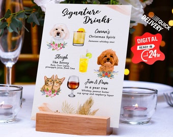 Dog signature drink sign | Dog Drinks menu | Signature Dog Drink | Dog Cocktail Menu | Wedding Pet Cocktail Sign | His And Her Open Bar sign