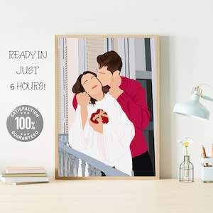 Couple Portrait | Custom Gift for Couple | Faceless Portrait | Family Portrait from photo | Engagement Drawing | Boyfriend / Girlfriend Gift