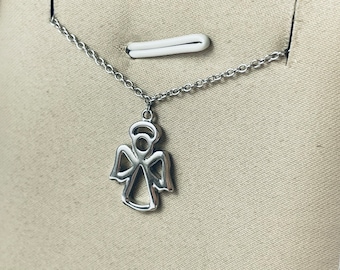 Elegante colgante de ángel de plata - Joyería de ángel de la guarda de plata de ley 925