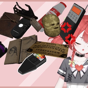 Könnte beinhalten: Eine Sammlung von paranormalen Ermittlungstools, darunter ein Ouija-Brett, eine Geisterbox, eine Taschenlampe, eine Kamera, ein Kreuz, eine Tarotkarte, ein Tagebuch, ein Geisterdetektor, eine ausgestreckte Hand, eine Kartoffel mit einem Gesicht und eine Zahnpastatube.