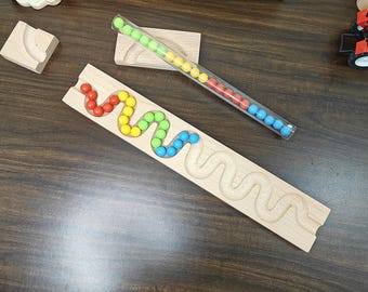 Beech Wood Marble Run Track: Montessori STEM Toy