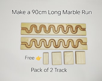 Pack of 2 Marble Run Track, LONG TRACK, , Marble Race , Marble Run Race Wooden  Plate, Light weight Toy, Montessori