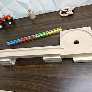 Marble Run Track, Full Set with Funnel and Kancha Plain line ,Marble Race Wooden Plate,Toy, Montessori toy Set for christmas gift playing