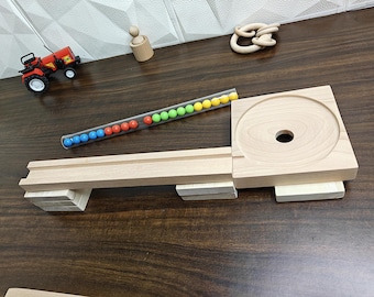 Beech Wood Marble Run Track: Montessori Toy Set