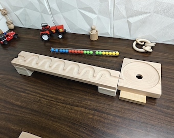 Beech Wood Marble Run Track: Montessori Toy Set
