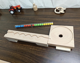 Beech Wood Marble Run Track: Montessori Toy Set