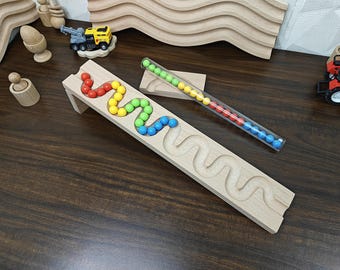 Marble Run Track, LONG TRACK, , Marble Race , Marble Run Race Wooden  Plate, Light weight Toy, Montessori Pack of 1