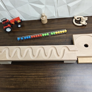 Marble Run Track,Full Set with Funnel Zigzag Marble Track Plate, Marble Race Wooden Plate,Toy, Montessori toy Set for christmas gift playing