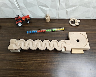 Beech Wood Marble Run Track: Montessori Toy, STEM Learning
