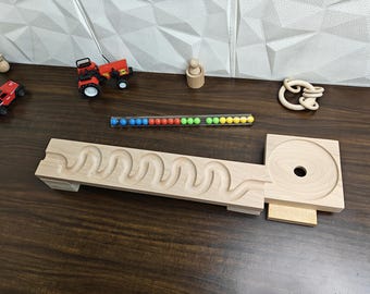 Beech Wood Marble Run Track: Montessori Toy Set