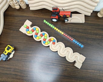 Beech Wood Marble Run Track: Montessori Toy Gift