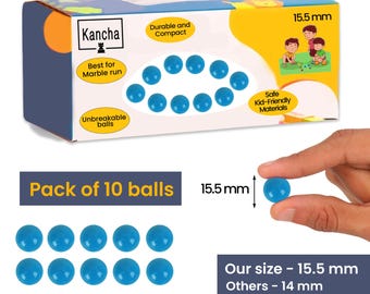 15.5mm Acrylic Balls – Shiny Marble Run Marbles, DIY Crafts - Pack of 10