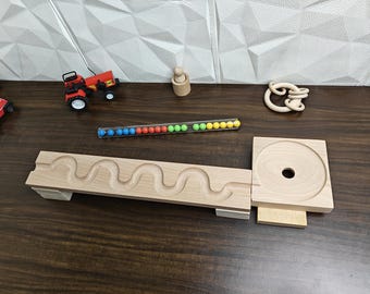 Wooden Marble Run Track: Beech Wood Montessori Toy Set