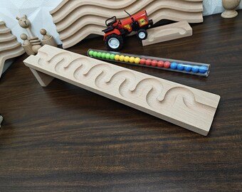 Beech Wood Marble Run Track: Montessori Toy, STEM Learning UK