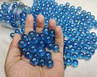 20 Glass Marbles  Clear Blue 16 MM. Hand polished  Marbles / Shooter Swirl