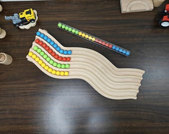 Beech Wood Marble Run Track: Montessori Toy, Kids Gift