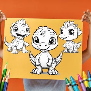 24 pagine da colorare di dinosauri per bambini / Fogli PDF stampabili / Divertente pacchetto di attività sui dinosauri da 8,5 x 11 pollici per giochi creativi
