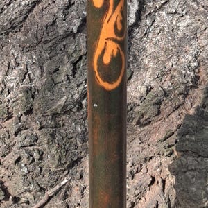 48" Fire Design Wooden Walking Stick, Suede Handle, Handmade in USA