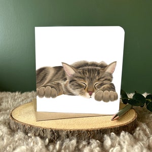 Carte de chat tigré Carte de chat Carte de voeux vierge pour maman de chat Carte d'anniversaire Cadeau pour amoureux des chats Carte pour animal de compagnie Carte faite main Cadeau pour parent d'animal de compagnie