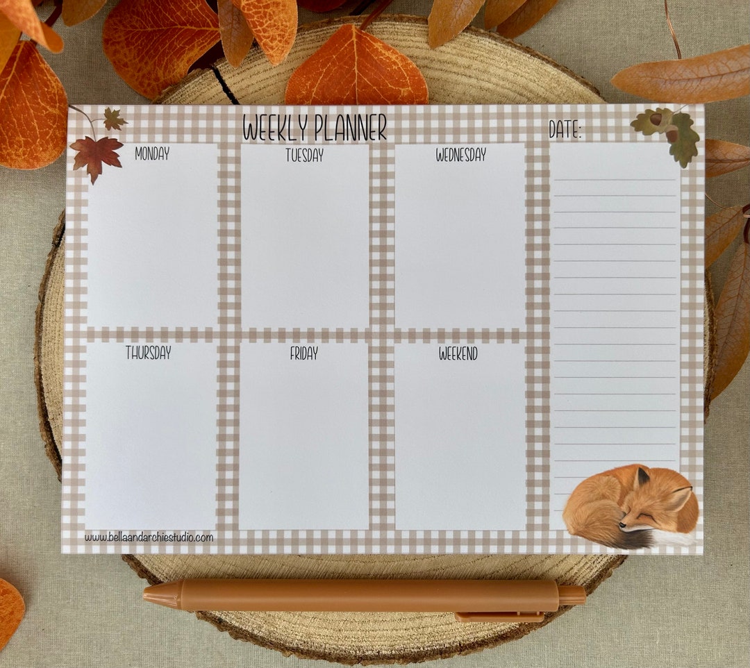 Desk Pad Planner Pad Meal Planner A5 Notepad Fox Lined Etsy