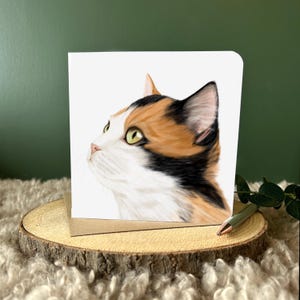 Tarjeta de gato calicó Tarjeta de gato Tarjeta en blanco Tarjeta de felicitación Tarjeta de cumpleaños Regalo para amantes de los gatos Tarjeta para mascotas Tarjeta hecha a mano Interior en blanco Mamá gata Regalo para mamá gata