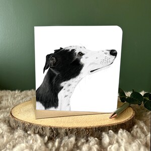 Carte lévrier Carte chien Carte vierge Carte de voeux Carte d'anniversaire Cadeau pour amoureux des chiens Carte pour animal de compagnie Carte faite main Portrait d'animal de compagnie Artiste Vierge à l'intérieur