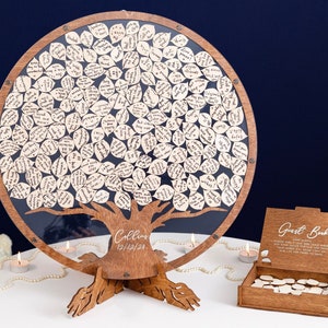 Alternative au livre d'or de mariage, arbre généalogique personnalisé livre d'or mariage signe bois, décoration de mariage personnalisée image 7