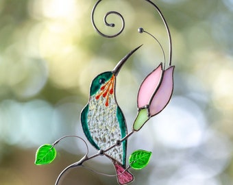 Colibri, vitrail, tentures, cadeau fête des mères, colibri