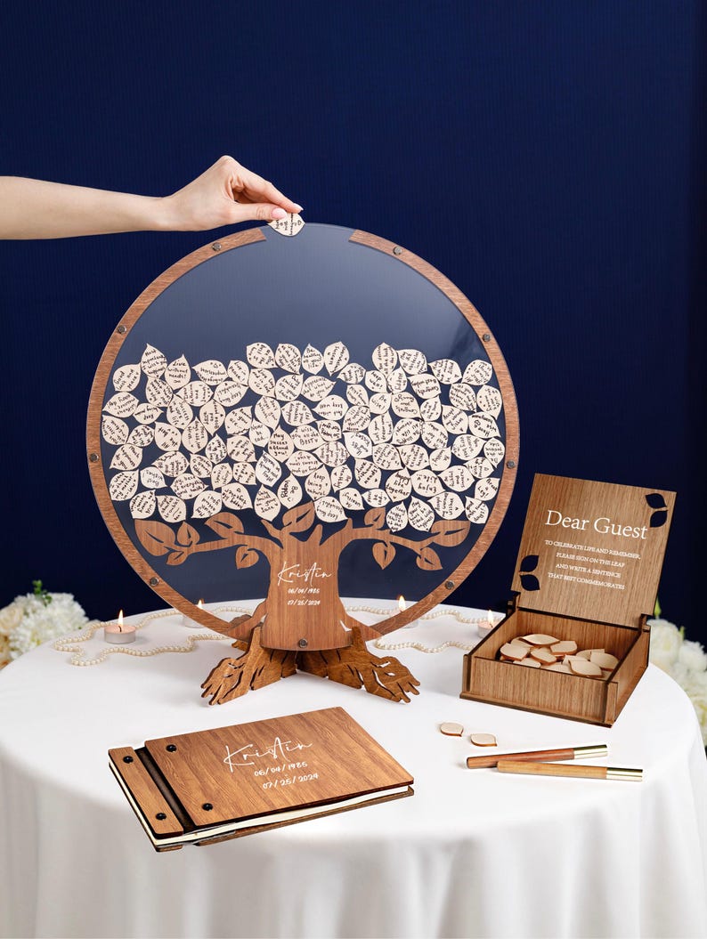 Funeral Guest Book, Funeral Guest Book Alternative Custom Wooden