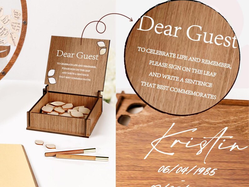 Funeral Guest Book, Funeral Guest Book Alternative Custom Wooden