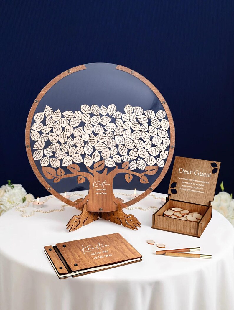 Funeral Guest Book, Funeral Guest Book Alternative Custom Wooden