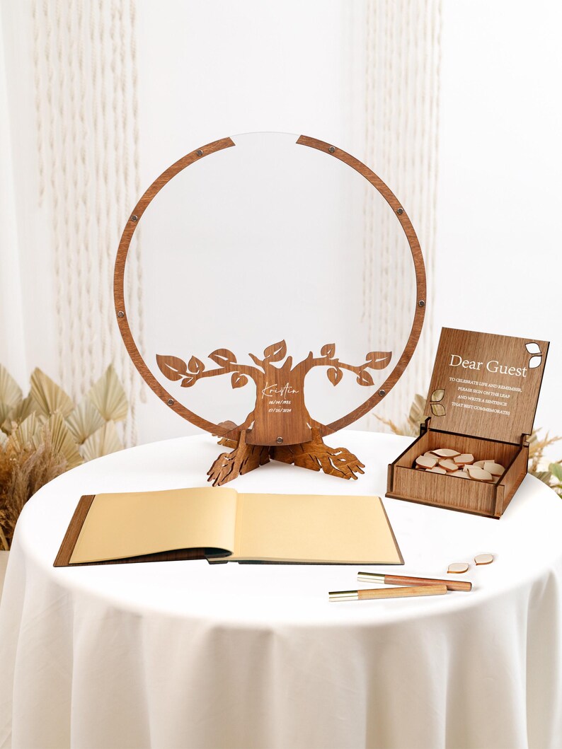 Funeral Guest Book, Funeral Guest Book Alternative Custom Wooden