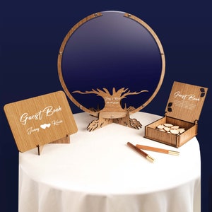Bruiloft gastenboek alternatief, stamboom gastenboek bruiloft hout, gepersonaliseerde bruiloft decor afbeelding 7