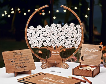 Alternativa del libro de visitas de la boda, boda del libro de visitas del árbol genealógico - madera, decoración de la boda personalizada, alternativa del libro de visitas, regalo de boda