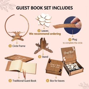 Bruiloft gastenboek alternatief, stamboom gastenboek bruiloft hout, gepersonaliseerde bruiloft decor afbeelding 5