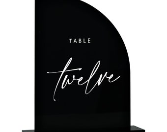 Black Mirror Acrylic Table Numbers - Wedding Table Signs - Wedding Signage - Wedding Table Decor - Wedding Table Numbers with Stand