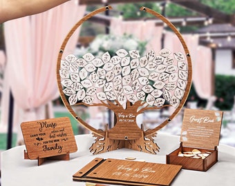 Alternative au livre d'or de mariage, livre d'or pour arbre généalogique de mariage - Bois, décoration de mariage personnalisée, alternative au livre d'or, cadeau de mariage