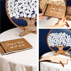 Bruiloft gastenboek alternatief, stamboom gastenboek bruiloft hout, gepersonaliseerde bruiloft decor afbeelding 4
