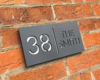 Modern Grey door numbers, custom acrylic door numbers, custom address signage