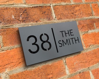 Numéros de porte gris modernes, numéros de porte acryliques personnalisés, signalisation d'adresse personnalisée