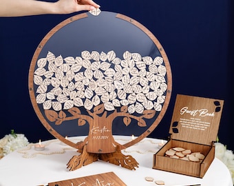 Wedding Guest Book Alternative, Family Tree Guest Book Wedding - Wood, Personalized Wedding Decor