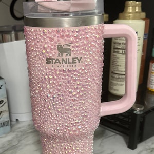 Bling Stanley tumbler - pool - baby blue - light blue premium rhinestones  40 oz cup with handle - HTF cup - free shipping! Tik Tok cup