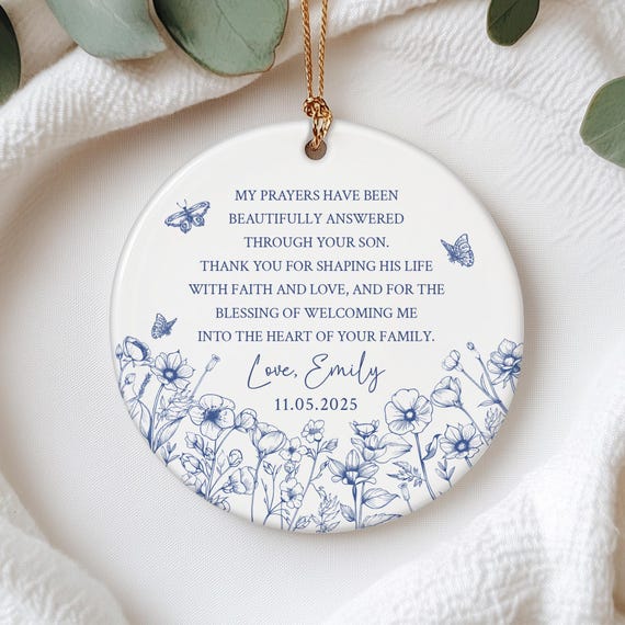Toile Floral Ornament Gift for Mother-in-law, Mother Gift, Wedding